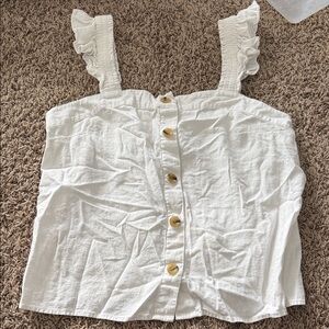 J. Crew Cream Button-Down Ruffle Strap Blouse